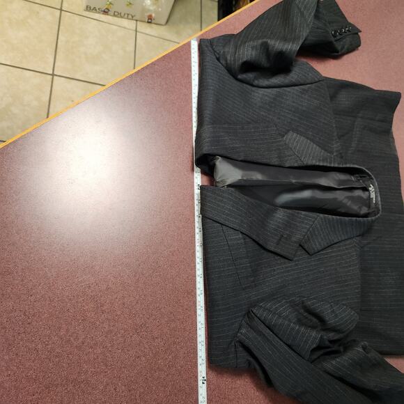 Vtg Pure Wool Blazer Mens Large XL Black Pinstripe Tailors Row S&K Famous Brands - Picture 5 of 16